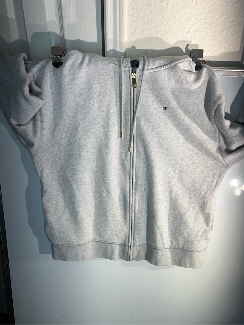 Tommy Hilfiger Light Gray Full-Zip Hoodie Sweatshirt